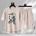 Men's Clothing Summer fashion brand new casual short sleeved sports five point pants two piece suit men's large size loose T shirt top_ipsvogv.com