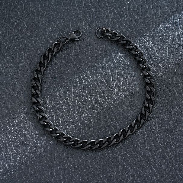 Hip Hop Trend Cuban Titanium Twist Chain Lobster Clasp Black NK Men's Stainless Steel Bracelet_ipsvogv.com