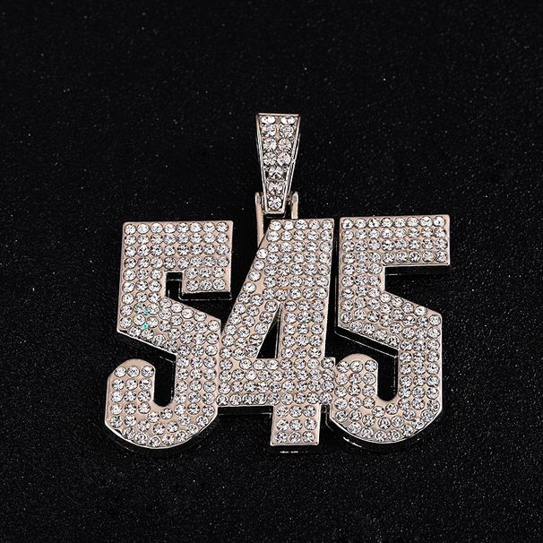 Hip Hop Shiny Cuban Chain Exaggerated Number Graphic Full Diamond Pendant Necklace_ipsvogv.com