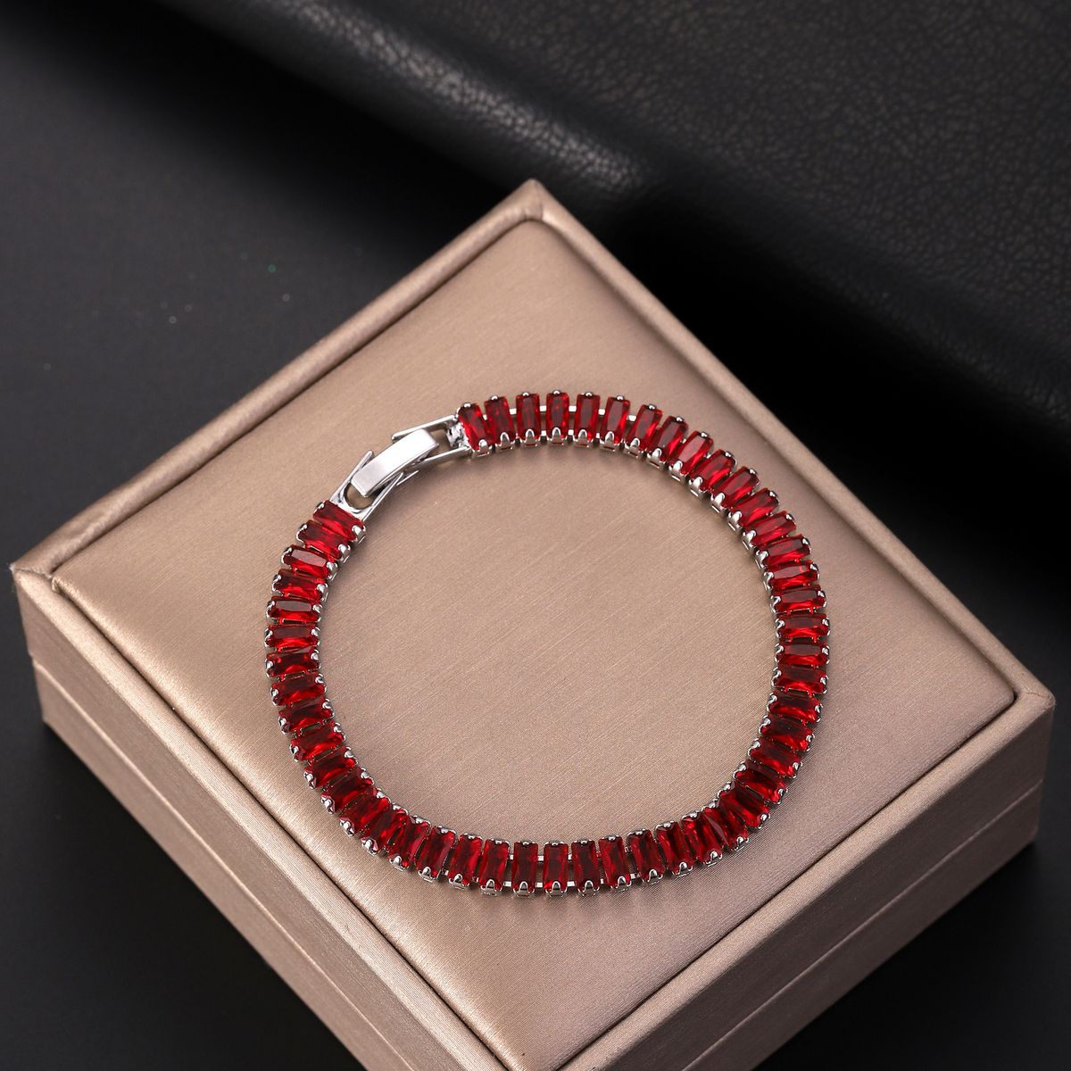 2.5 * 5mm Colorful Rectangular Zircon Bracelet, Trendy Fashionable Men's And Women's Tennis Bracelet_ipsvogv.com