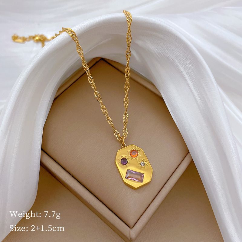 Full Body 【 Titanium Steel 】 Square Star Galaxy Furnace Real Gold Necklace Female Ins Internet Celebrity Clavicle Chain 【 】_ipsvogv.com