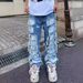 Men's Clothing Erosion and damage to the raw edge jeans men's niche design pants hiphop trendy brand slim flared pants_ipsvogv.com