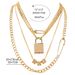 Jewelry Gold Pin Necklace Alloy Dice Lock Pendant Multi Layer Necklace_ipsvogv.com