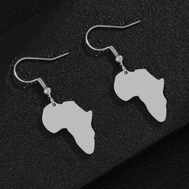 African map earrings fashion glossy gold stainless steel earrings earrings_ipsvogv.com