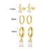 Brass With Real Gold Plating, Hot Selling Across, Stylish And Elegant Earrings For Ladies With Zircon, Three Piece Set_ipsvogv.com