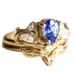 Sanjie Gold-plated Inlaid Blue Pair Ins Simple Water Droplet Women's Ring Floral Jewelry_ipsvogv.com