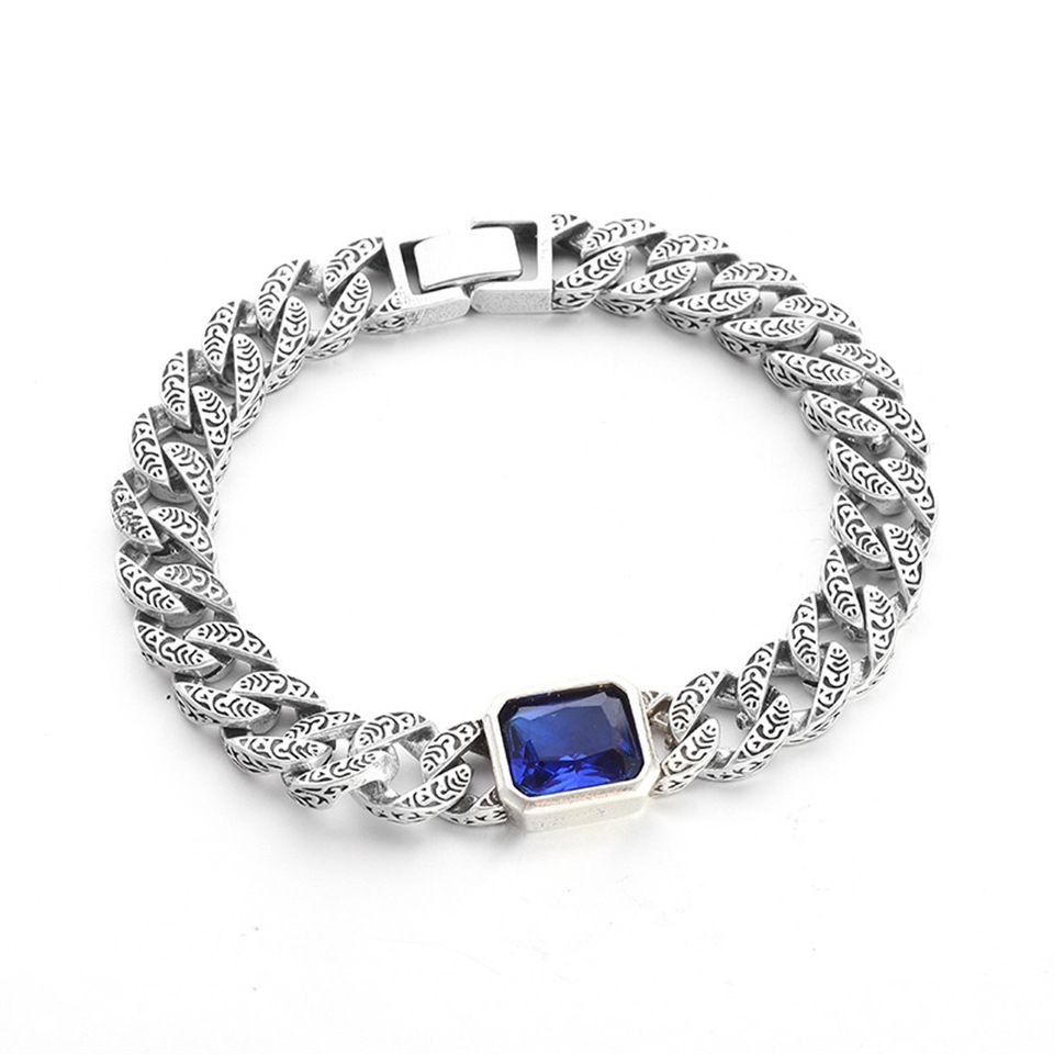 New And Women's Blue Couple Cuban Personalized Men's Bracelet, Trendy_ipsvogv.com