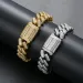New Fashion Hip Hop Bracelet 15mm White Gold Brass Iced CZ Heavy Baguette Cuban Link Wristband Miami Curb Chain Jewelry_ipsvogv.com