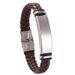 Stainless Steel Simple Plain Engraved Leather Woven Men's Bracelet_ipsvogv.com