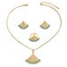Fashionable OL fan-shaped necklace set, versatile with inlaid pearl rings, niche design, earring accessories_ipsvogv.com