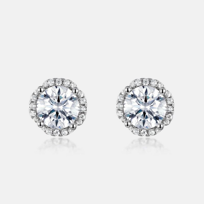 Full Inlaid Brilliant 1ct Moissanite Earrings S925 Silver Colored Gemstone Moissanite Earrings Light Luxury Simple_ipsvogv.com