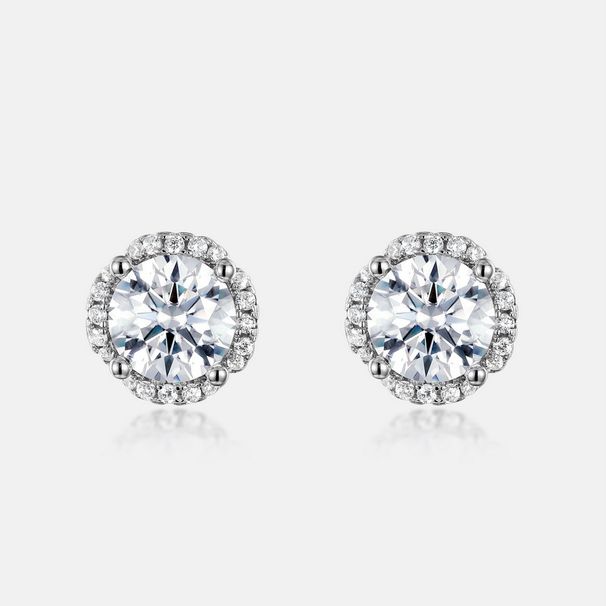 Full Inlaid Brilliant 1ct Moissanite Earrings S925 Silver Colored Gemstone Moissanite Earrings Light Luxury Simple_ipsvogv.com