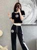 Women's casual knitted suit for women in summer, thin style, fashionable and fashionable, age-reducing wide-leg pants, fashionable two-piece set_ipsvogv.com