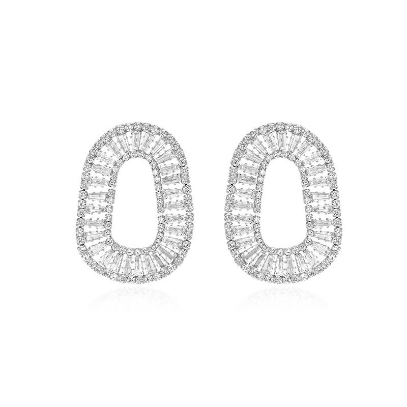 Women's Jewelry Fashion Full Diamond Oval Earrings Light Luxury High End Design S925 Silver Needle Temperament Earrings Inlaid With Diamonds_ipsvogv.com
