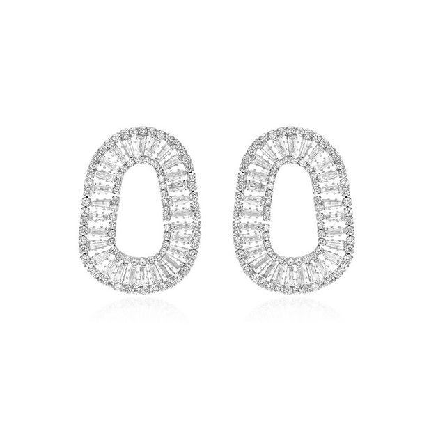Women's Jewelry Fashion Full Diamond Oval Earrings Light Luxury High End Design S925 Silver Needle Temperament Earrings Inlaid With Diamonds_ipsvogv.com