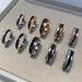 Baojia Shilong Rotating Ring, Gold Plated Gear Set With Diamonds, Running Black White Ceramic Wide And Narrow Ring_ipsvogv.com