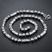 Silver Round Chain Three Buddha Bead Trendy Men's Dominant Hexagonal Rectangular Tube Necklace_ipsvogv.com