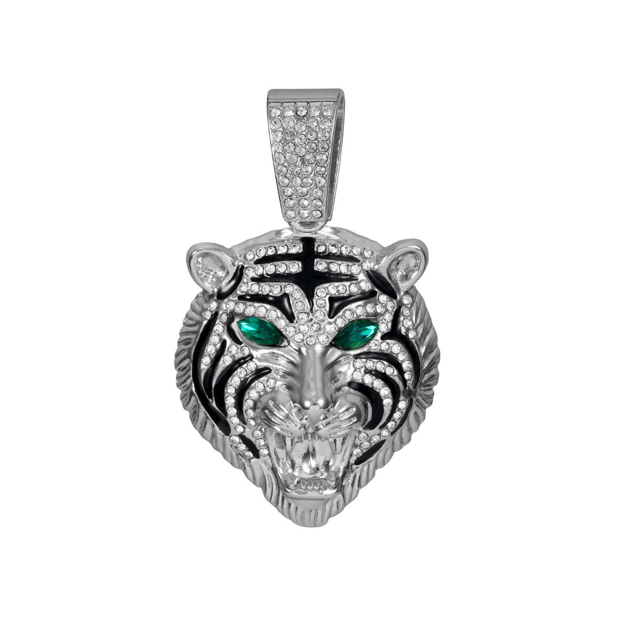 Domineering Alloy 3D Full Tiger Head Pendant Men's Hip-Hop Cool Personality Inlaid Diamond Necklace_ipsvogv.com