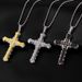 2025 New Arrivals FSUNION 2024 New Male Crystal Cross Jesus Pendant Gold/Black/Blue Color Zirconia Necklace Stainless Steel_ipsvogv.com