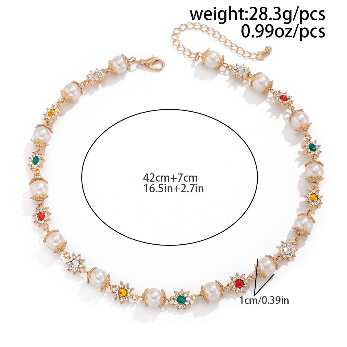 Hip-hop Pearl Flower Necklace Men's High-end Sense Trendy Fashion Personality Collarbone Chain Hot-selling Cross-border Men's Jewelry_ipsvogv.com