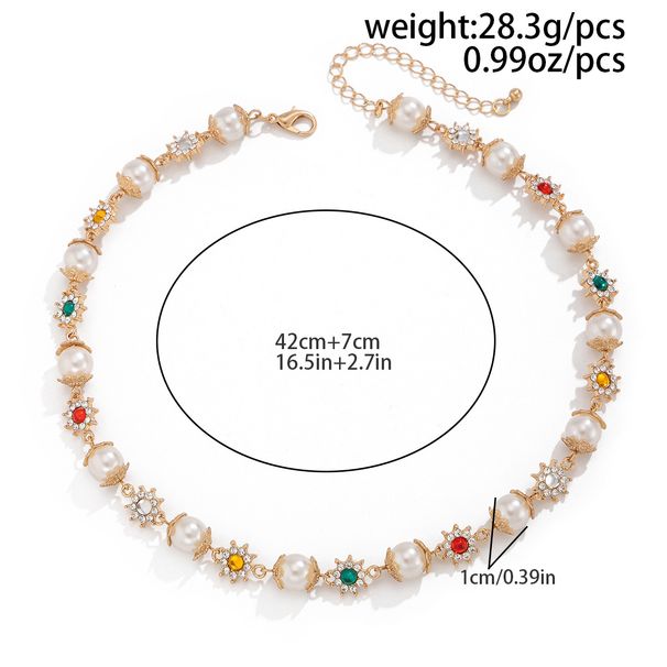Hip-hop Pearl Flower Necklace Men's High-end Sense Trendy Fashion Personality Collarbone Chain Hot-selling Cross-border Men's Jewelry_ipsvogv.com