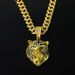 New Hip Hop HIPHOP Jewelry Environmental Protection Zinc Alloy Full Diamond Green Eye Lion Head Pendant Necklace_ipsvogv.com