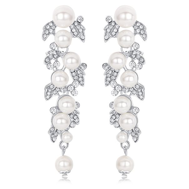 Korean Style Bride Pearl Earrings Long Handmade Non-Pierced Ear Clips Wedding Dress Shooting Accessories Wholesale_ipsvogv.com