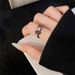 Bow Zircon Dark Pink Sweet Cool Open Ins Cold Wind Punk Personality Exquisite Stacked Ring_ipsvogv.com
