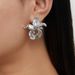 French Style Copper Gold-Plated Irregular Flower For Women, Niche Exaggerated Metal Texture Minimalist Earrings_ipsvogv.com