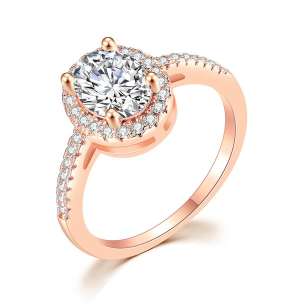 Classic pigeon egg engagement ring for women, simple micro inlaid zircon diamond ring_ipsvogv.com