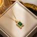 New Fashion Necklace Simple Emerald Square Zircon Pendant High Quality Titanium Steel Necklace_ipsvogv.com