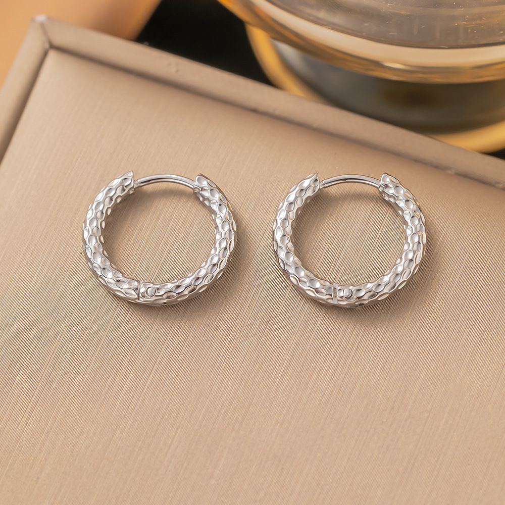 Ins Fashion Starry Titanium Round Women's Buckle Simple Style Stainless Steel Earrings Ear Accessories For Women_ipsvogv.com