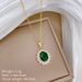 Steel 【 Titanium 】 Egg Shaped Green Light Luxury Temperament Gorgeous Full Diamond Necklace Women's Versatile Collarbone 【 】_ipsvogv.com