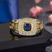 Diamond Inlaid Two-color Ring, Men's Business Blue Crystal Color Ring Jewelry_ipsvogv.com