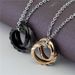 Men's Jewelry Niche Design Ripple Double Ring Double Circle Titanium Steel Couple Necklace Stainless Steel Pendant_ipsvogv.com