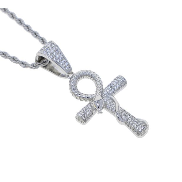 Hip Hop New Snake Cross Pendant Fashion Trend Inlaid Zircon Men's Necklace_ipsvogv.com