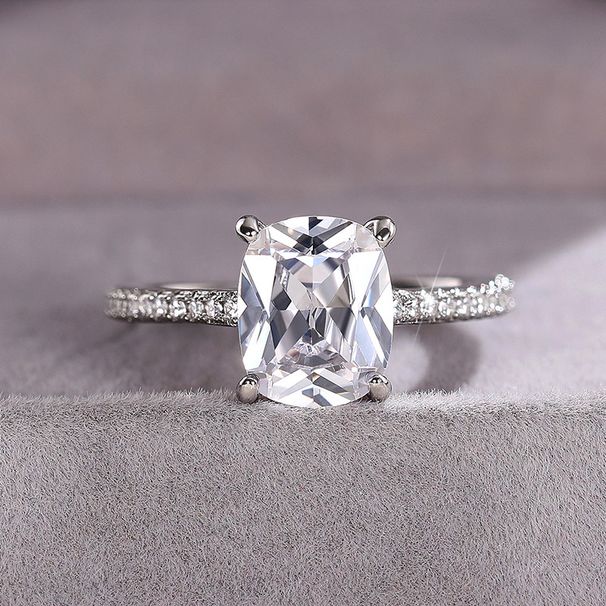 Cao Shi Fashion Design Engagement and Proposal Princess Square Diamond Ring, High Grade Female Ring_ipsvogv.com