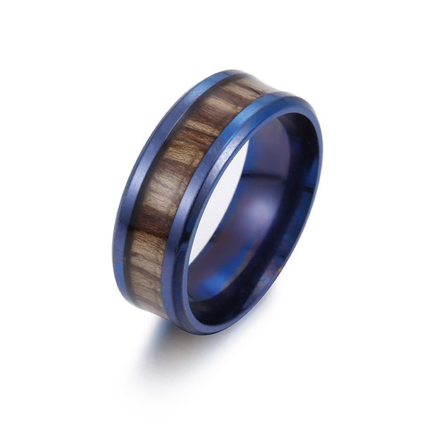 ring popular couple wedding ring inlaid teak titanium steel ring stainless steel jewelry_ipsvogv.com