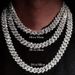 Unisex 15mm Alloy Full Diamond Diamond Cuban Chain Hip Hop Men's Double Row Four Sided Hip Hop Necklace Jewelry_ipsvogv.com