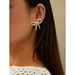 INS Simple Versatile Pearl Shell Bowknot For Women French Style High-end Handmade Woven Stud Earrings_ipsvogv.com