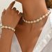 Geometric style women's bead bracelet, niche high-end design, long necklace jewelry set_ipsvogv.com