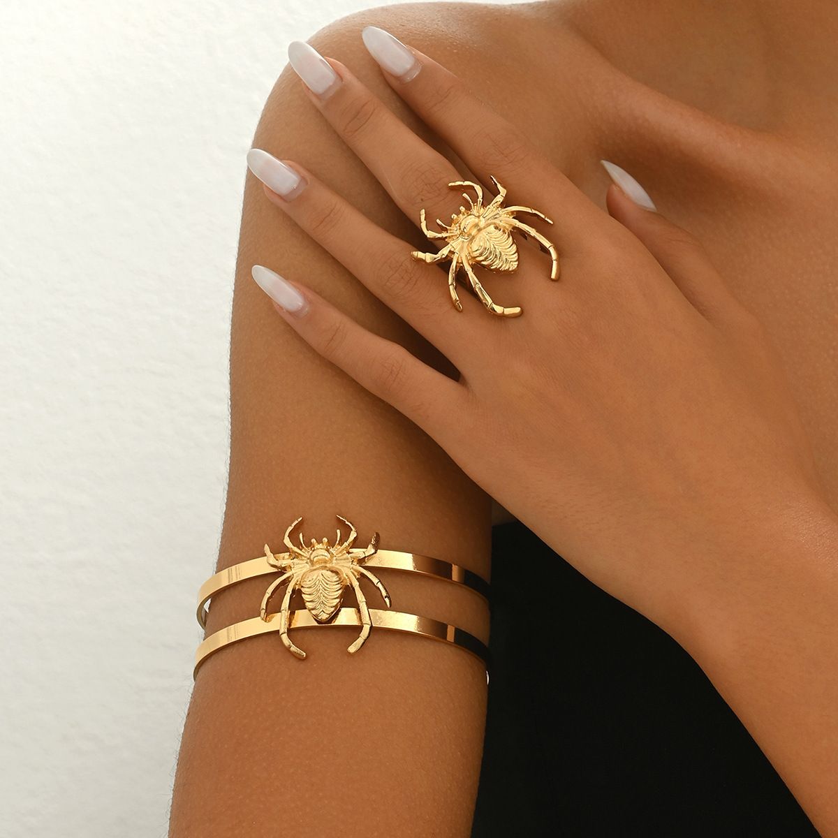 Fashion Luxury Women's Bracelet Ring Set Personalized Geometric Spirit Snake Spider Design Handmade for Women_ipsvogv.com