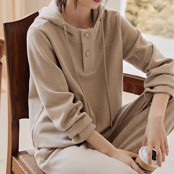 Women's Clothing Maillard wear women's lazy style suit 2024 autumn new fashion hooded thin sweater two piece suit for women_ipsvogv.com