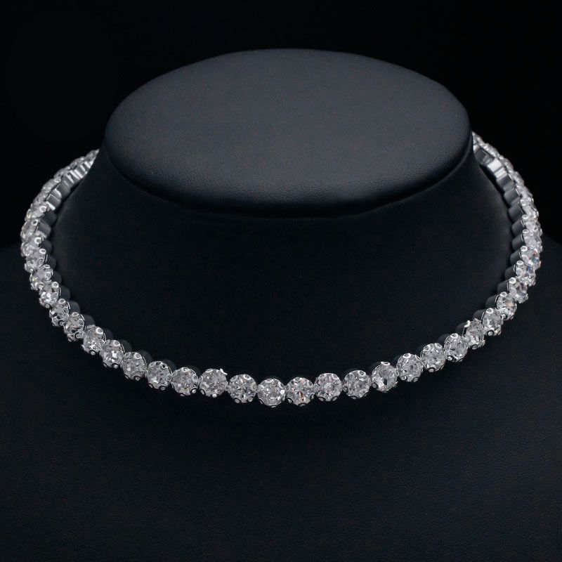 Fashion Hot Selling Full Diamond Bride Jewelry Elegant Shiny Rhinestone Single Row Choker Necklace For Women 5425_ipsvogv.com