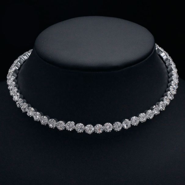 Fashion Hot Selling Full Diamond Bride Jewelry Elegant Shiny Rhinestone Single Row Choker Necklace For Women 5425_ipsvogv.com