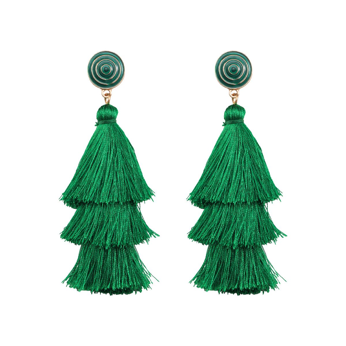St. Patrick's Day elements hand woven green tassel earrings for ladies celebration party_ipsvogv.com
