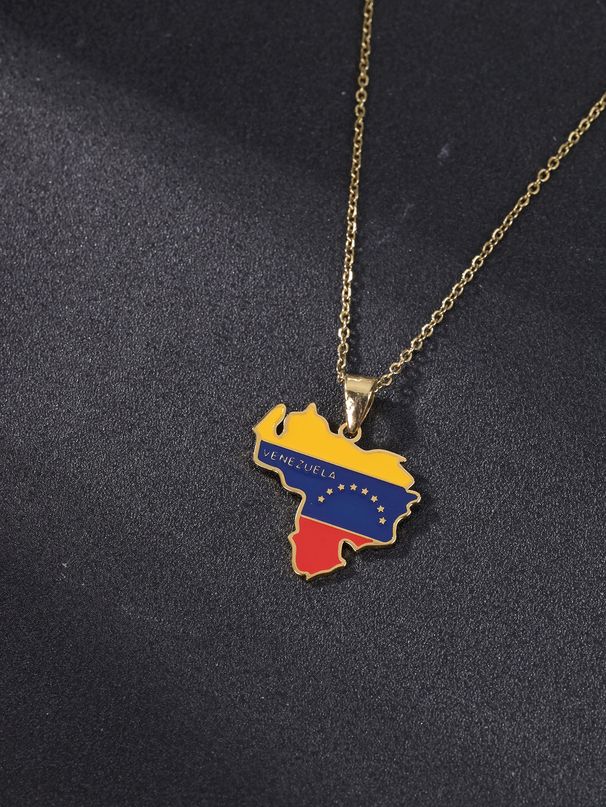 Venezuela/Dominican Republic/Paraguay South America map necklace stainless steel pendant accessories_ipsvogv.com