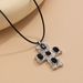 Ins Cold Wind Metal Lava Cross Necklace With Personalized Simplicity, Diamond Studded Alloy Wax Thread Pendant_ipsvogv.com