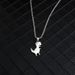 Cartoon cute little dinosaur pendant titanium steel necklace ins men and women personality simple pendant long sweater chain accessories_ipsvogv.com