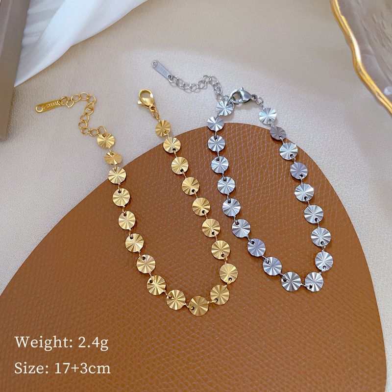【 Full body titanium steel 】 Extremely simple style East Gate personality geometric circular chain bracelet for female_ipsvogv.com